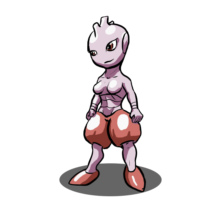 anthro breasts clothes colored female female_only oniontrain pokémon_(species) pokemon rule_63 solo standing tagme topless tyrogue