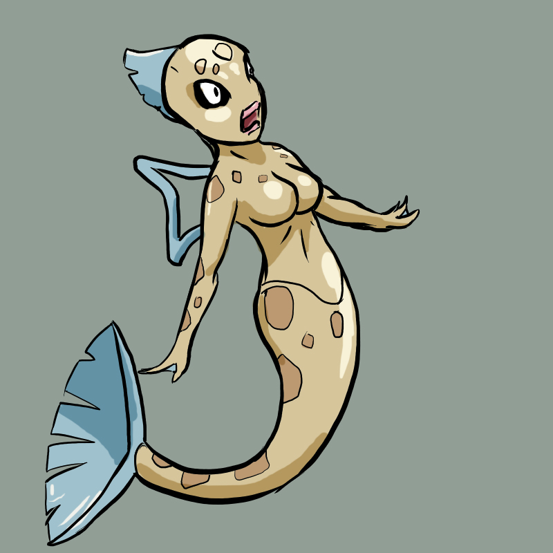 anthro breasts colored feebas female female_only nude pokémon_(species) pokemon solo tagme tail tail_fin