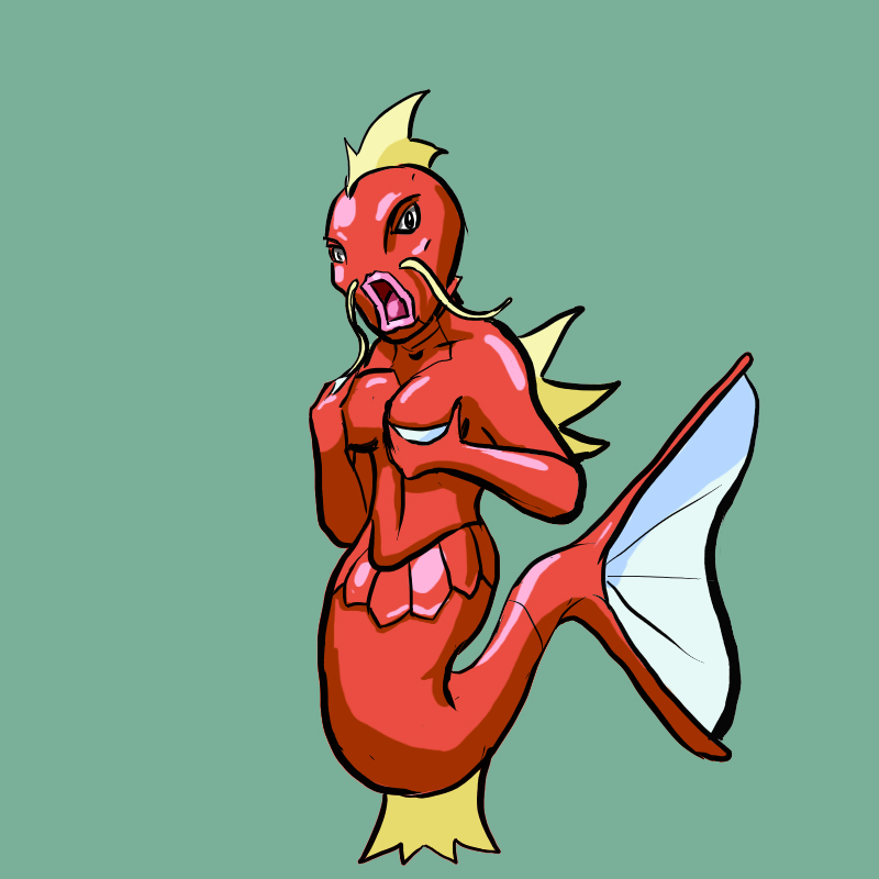 anthro breasts colored female female_only magikarp nude pokémon_(species) pokemon smooth_skin solo tagme tail tail_fin