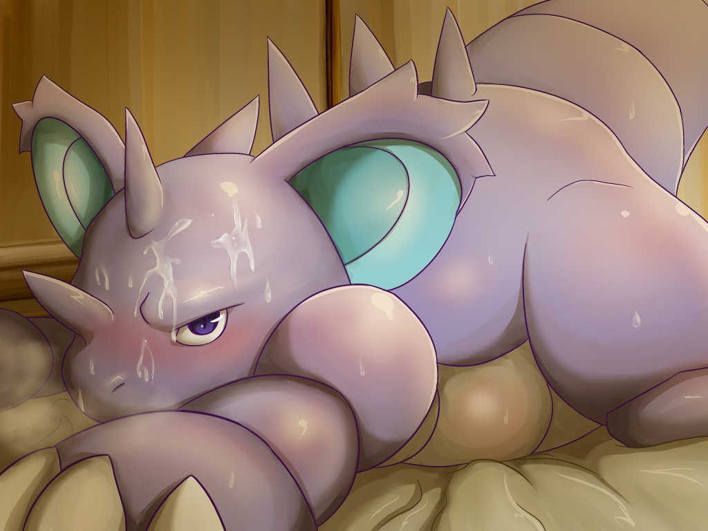 anthro blush color cum lying maggotscookie male male_only nidoking nude on_front pokemon pokemon_(species) solo tagme