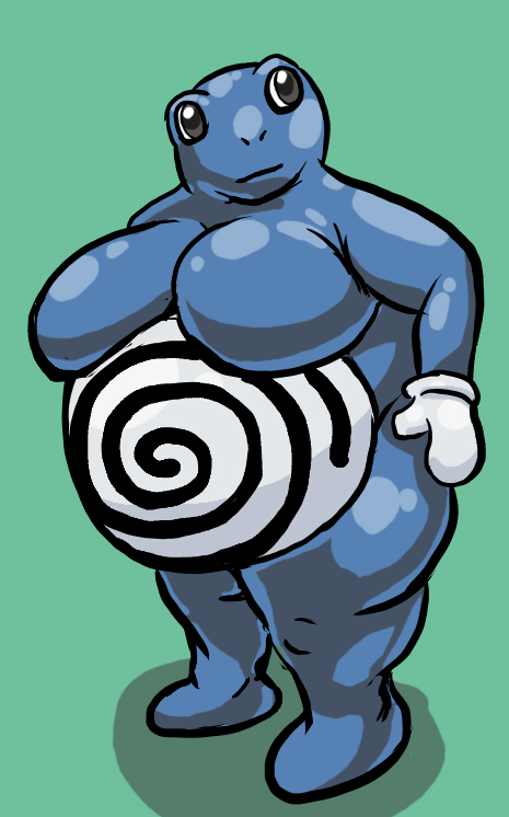 breasts colored exposed_breasts fat featureless_breasts female female_only nudity oniontrain overweight overweight_female pokémon_(species) pokemon pokemon_(species) poliwhirl slightly_chubby solo standing