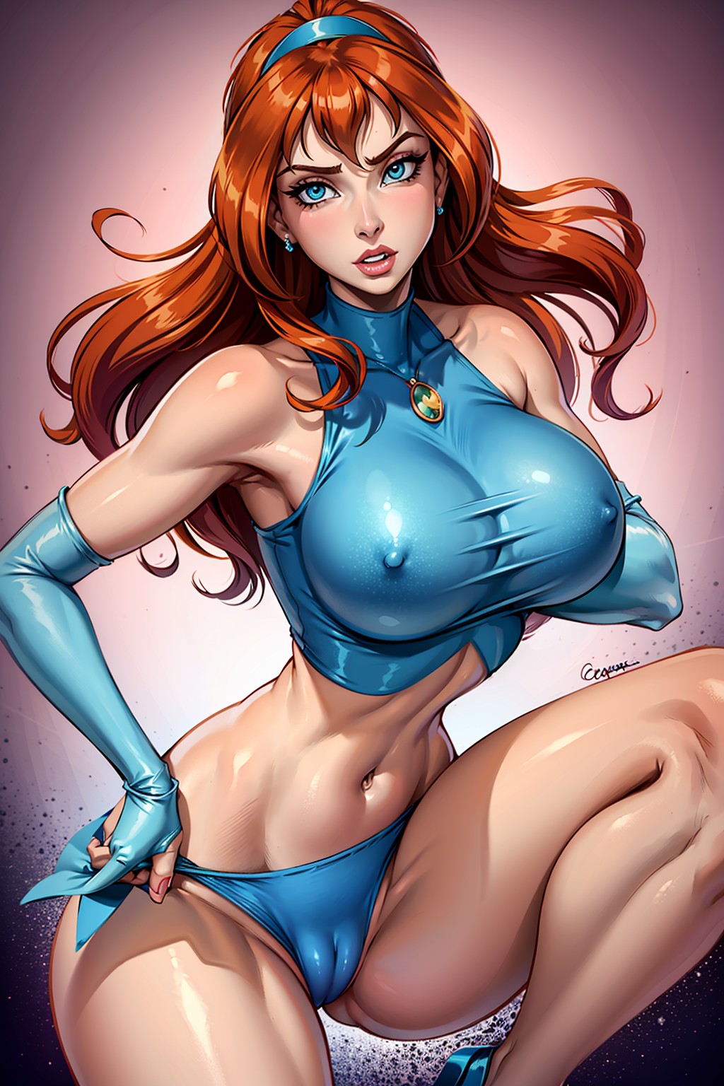 ai_generated bloom_(winx_club) cameltoe charmix massive_breasts nipples_visible_through_clothing thong winx_club