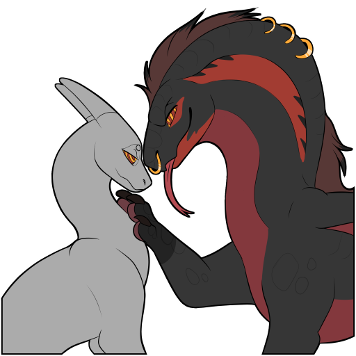 anthro black_body dragon duo hypnosis long_tongue male mind_control piercing symrea telegram_sticker tongue