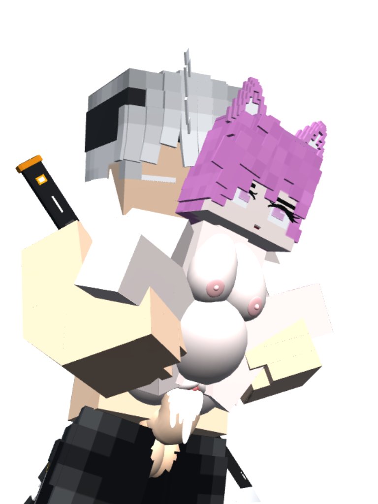 1boy 1girls 3d artist_request big_breasts big_penis blush completely_nude completely_nude_female mine-imator minecraft mizuki_(mymizukid) naked penis pink_ears pink_eyes pink_hair pussy pussy_juice sex tagme