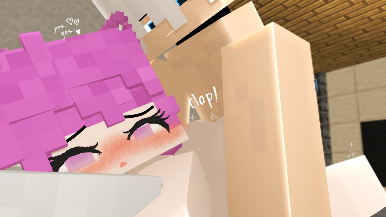 1boy 1girls 3d artist_request big_breasts big_penis blush completely_nude completely_nude_female mine-imator minecraft mizuki_(mymizukid) naked penis pink_ears pink_eyes pink_hair pussy pussy_juice sex tagme