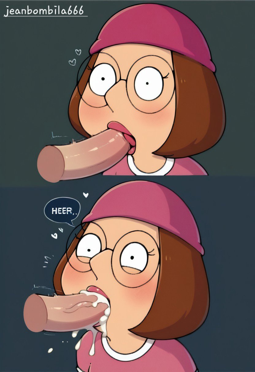 ai generated, blowjob, blowjob face, cartoon, cum on face, family guy, female, jeanbombila666, meg griffin