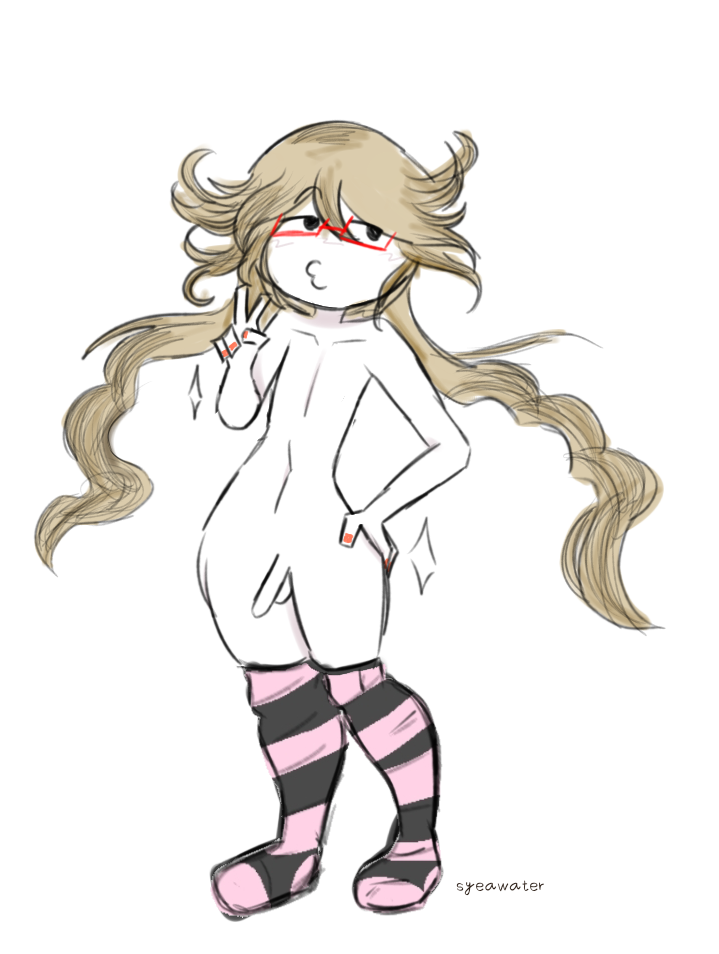 1boy 1femboy :^ big_balls big_balls_small_penis blonde_hair femboy femboy_only funamusea gay glasses long_legs long_stockings looking_at_viewer penis red_glasses red_nails self-upload siralos slim_waist solo stars syeawater_(artist) tagme the_suns_curse thick_thighs wavy_hair white_background white_skin