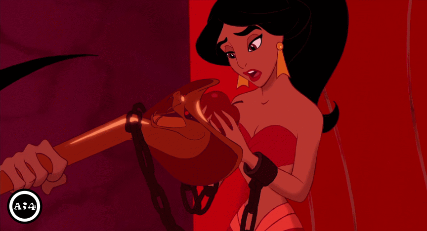 2d 2d_animation accurate_art_style ai ai_generated aladdin animated bare_arms bare_breasts bare_midriff bare_shoulders belly_button black_hair black_ponytail bra bracelet brown_eyes brown_skin chain_pull chained chained_cuffs chained_wrists chains dark-skinned_female dark_skin disney earrings evil_queen_jasmine exposed_breasts exposed_nipples gold_(metal) gold_bracelet gold_earrings gold_jewelry golden_bracelet golden_earrings harem_girl harem_jewelry harem_outfit harem_pants jafar jafar_harem_outfit lipstick long_hair midriff navel nipples nipples_exposed nipples_outside pointy_shoes ponytail princess_jasmine red_bra red_lipstick red_pants slave slave_outfit slavegirl