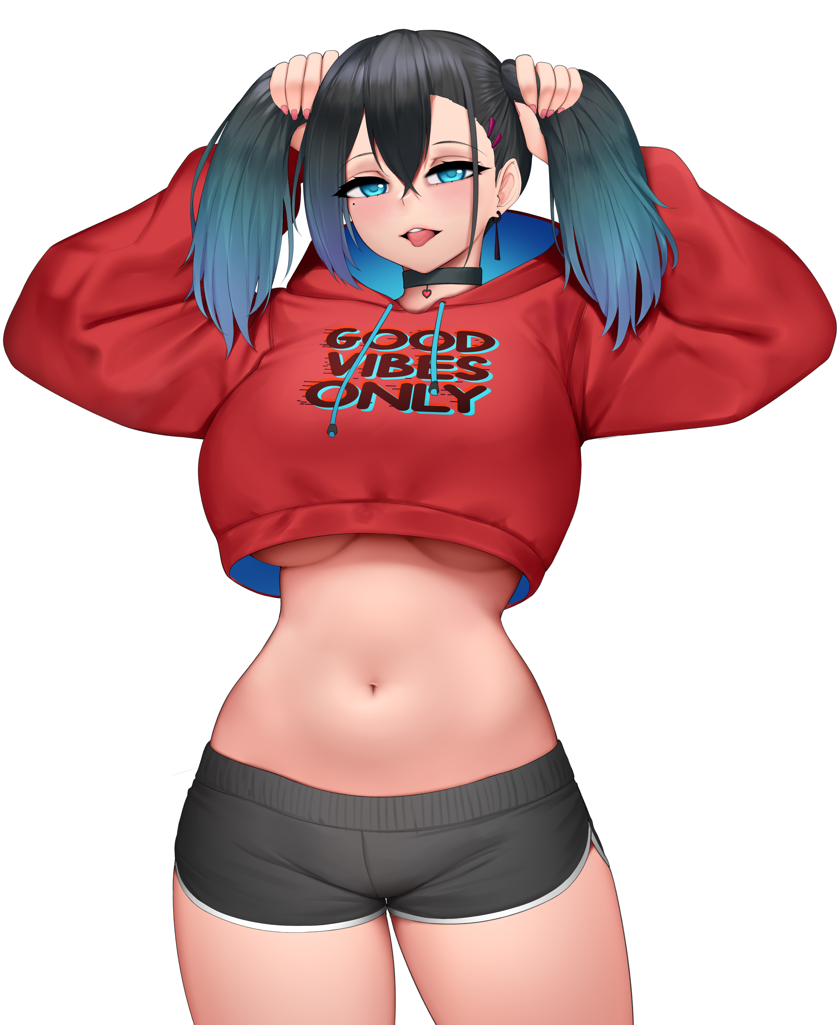 1girls, big breasts, blue eyes, breasts, busty, curvaceous, curvy, curvy body, curvy female, curvy figure, female, handlebars, huge breasts, large breasts, original, original character, revian samuel dani, thighs, tomboy, twintails, voluptuous, white background