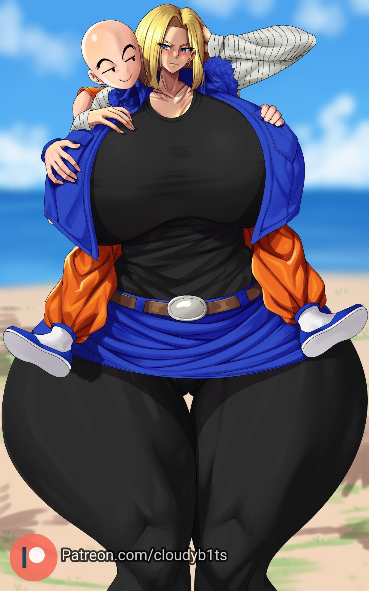 1boy 1boy1girl 1girls alternate_breast_size android_18 big_breasts big_hipped big_hips blonde_hair breasts canon_couple cloudybits couple dragon_ball dragon_ball_z female female_focus height_difference hips hips_wider_than_shoulders huge_breasts huge_hips krillin kuririn large_breasts large_hips larger_female massive_breasts shounen_jump size_difference smaller_male tagme thick_thighs thighs wide_hips