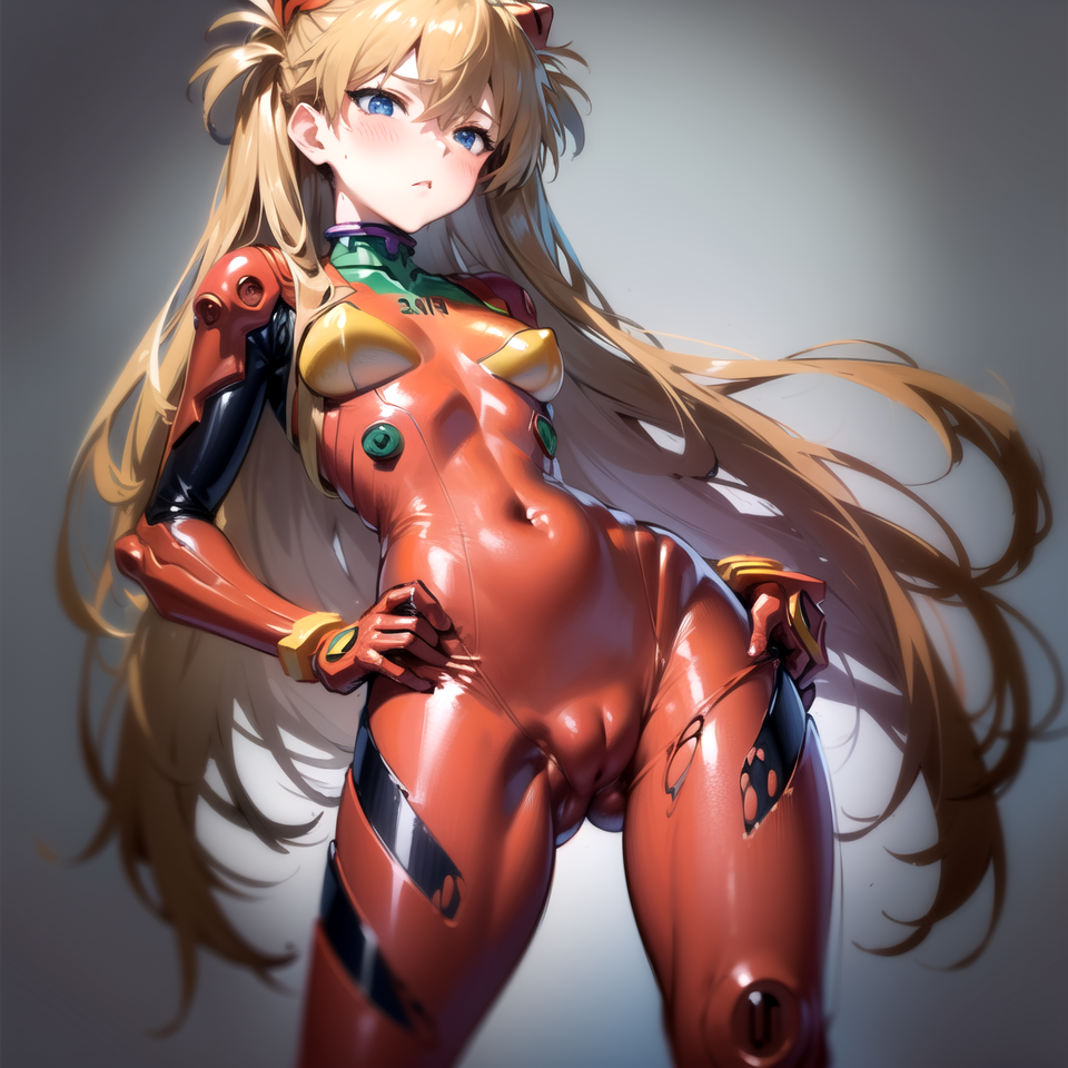 1girls 2024 ai_generated asuka_langley_sohryu blue_eyes blush bodysuit cameltoe female female_focus female_only kxy latex latex_suit neon_genesis_evangelion pose standing