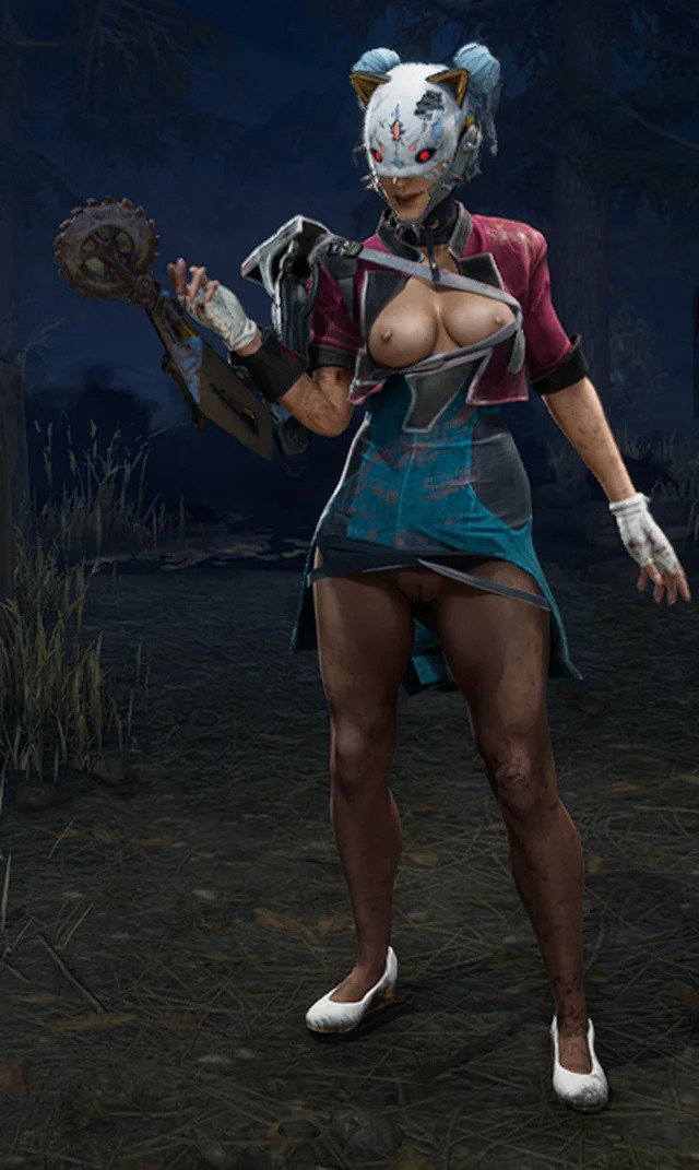 adriana_imai ai_generated big_breasts big_thighs dbd dead_by_daylight game half_naked short_hair the_skull_merchant thick_thighs weapon