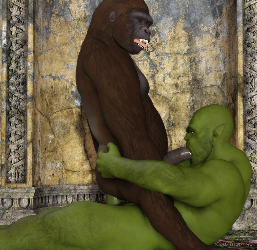 2boys 3d anal anal_sex bald black_howler blowjob erect_penis erection facial_hair fellatio feral_on_humanoid foreskin gay gorilla green_skin hairy hirsute intact male male/male male_focus male_on_male male_only male_penetrating_male muscular_male nude_male oral oral_sex orc orc_male penis pointy_ears retracted_foreskin scruffy tusks uncut yaoi zoophilia