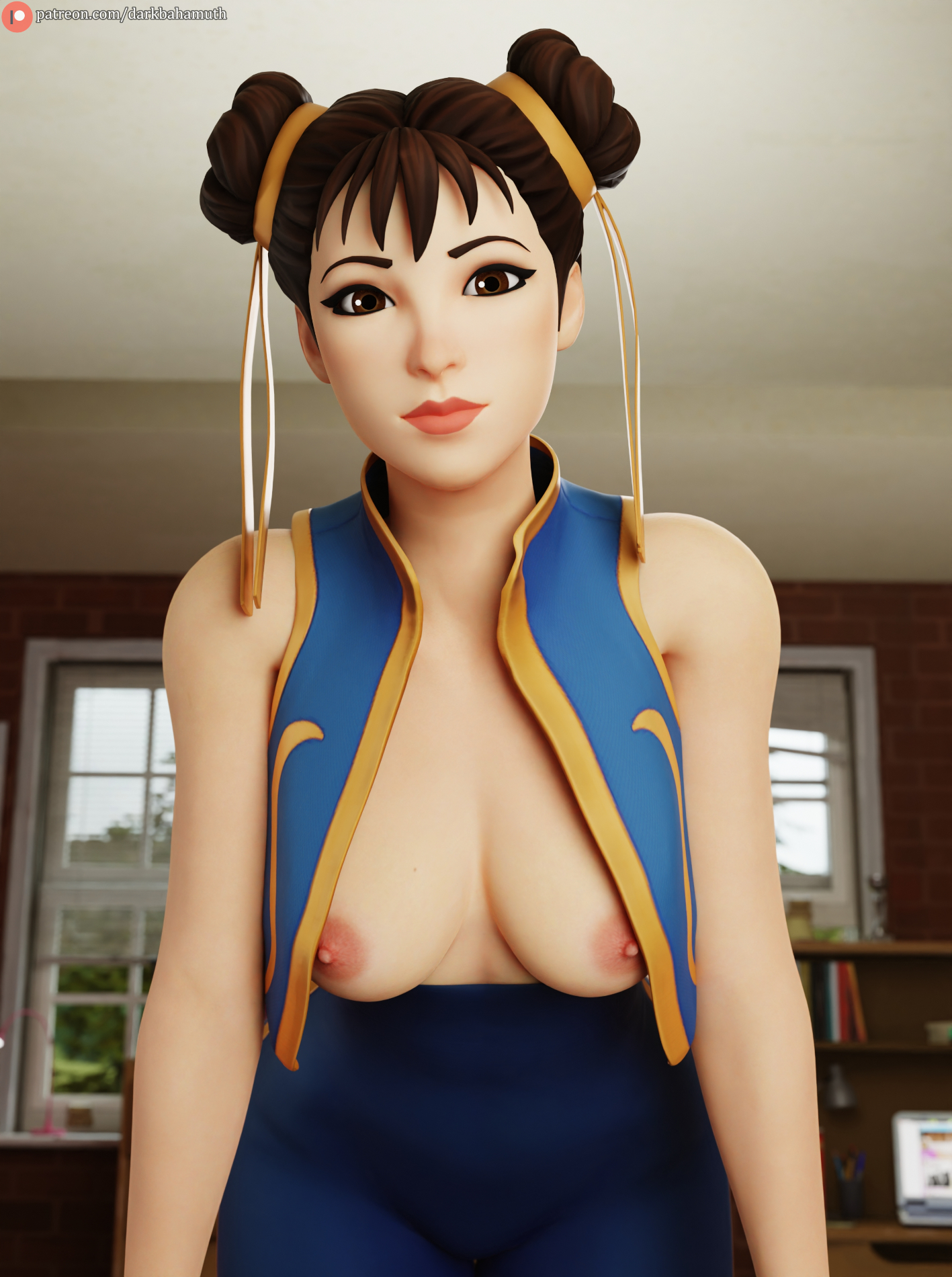 3d, breasts, capcom, chun-li, chun-li (fortnite), darkbahamuth, female, fortnite, nipples, pinup, street fighter
