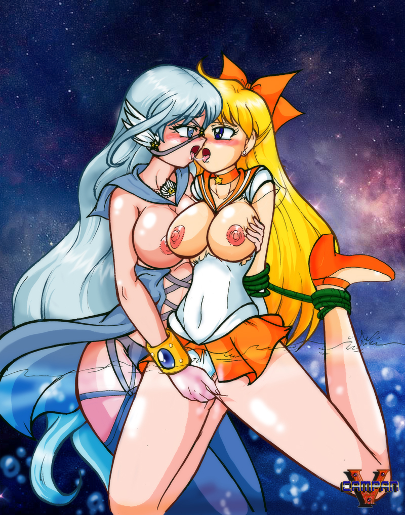 2girls after_kiss bishoujo_senshi_sailor_moon blue_hair blush bondage bow breasts clothing duo female female_only french_kiss human large_breasts leotard long_hair minako_aino multiple_females multiple_girls nipples pale-skinned_female pale_skin panties partially_submerged restrained ripped_clothes rope rubbing_pussy sailor_aluminum_siren sailor_senshi sailor_venus saliva saliva_string saliva_trail shadow_galactica skirt tagme thick_thighs tongue torn_clothes vcampan villainess water wide_hips yuri