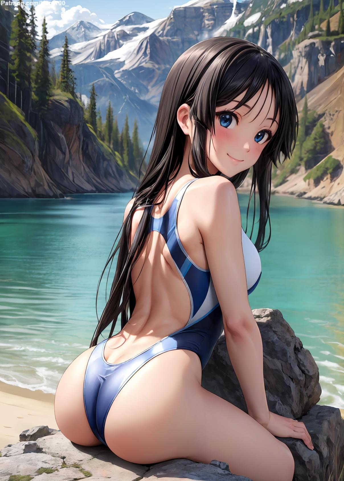 1girls 2d ai_generated ass athletic athletic_female back bare_shoulders belly black_hair blue_eyes blush chest cleavage curvy curvy_figure cute cute_face detailed eyelashes eyeshadow female female_only fit fit_female focus high_quality hime_cut k-on! legs leotard light-skinned_female light_skin lips lipstick long_hair looking_at_viewer makeup mascara mature medium_breasts midriff mio_akiyama_(k-on!) naked navel nero100 one-piece_swimsuit pale-skinned_female pale_skin petite petite_body posing school_swimsuit seductive seductive_look sitting skin_tight smile stable_diffusion swimsuit swimwear tagme thighs young younger_female