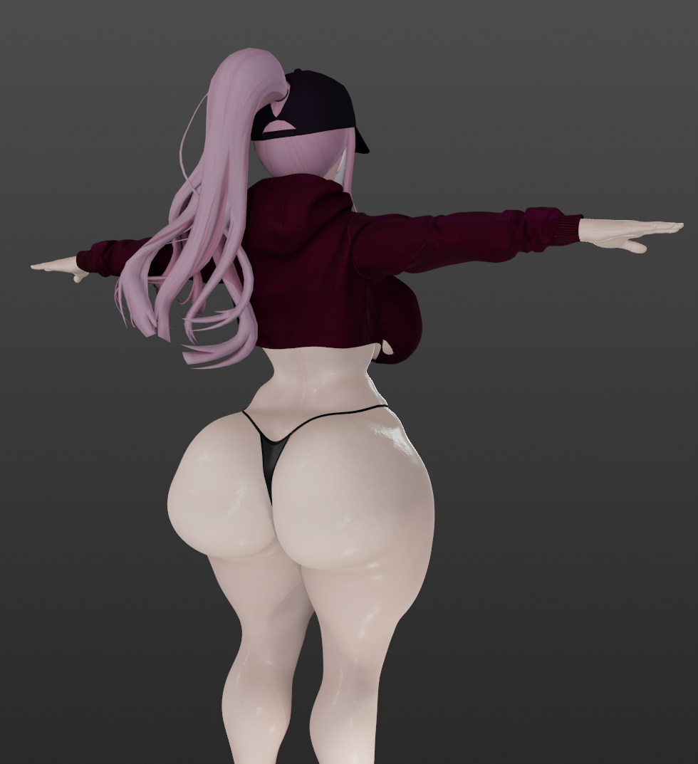 3d ass back_view big_ass big_butt hololive hololive_english hololive_myth mori_calliope panties ponytail sonivvnsfw t_pose tagme thick_thighs virtual_youtuber