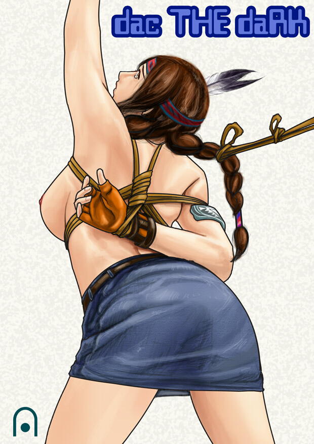 armband bondage braided_ponytail breasts brown_hair censored dac_the_dark defeated feathers female female_only fingerless_gloves headband hook human julia_chang sideboob skirt solo suspended tekken tied_up twin_braids