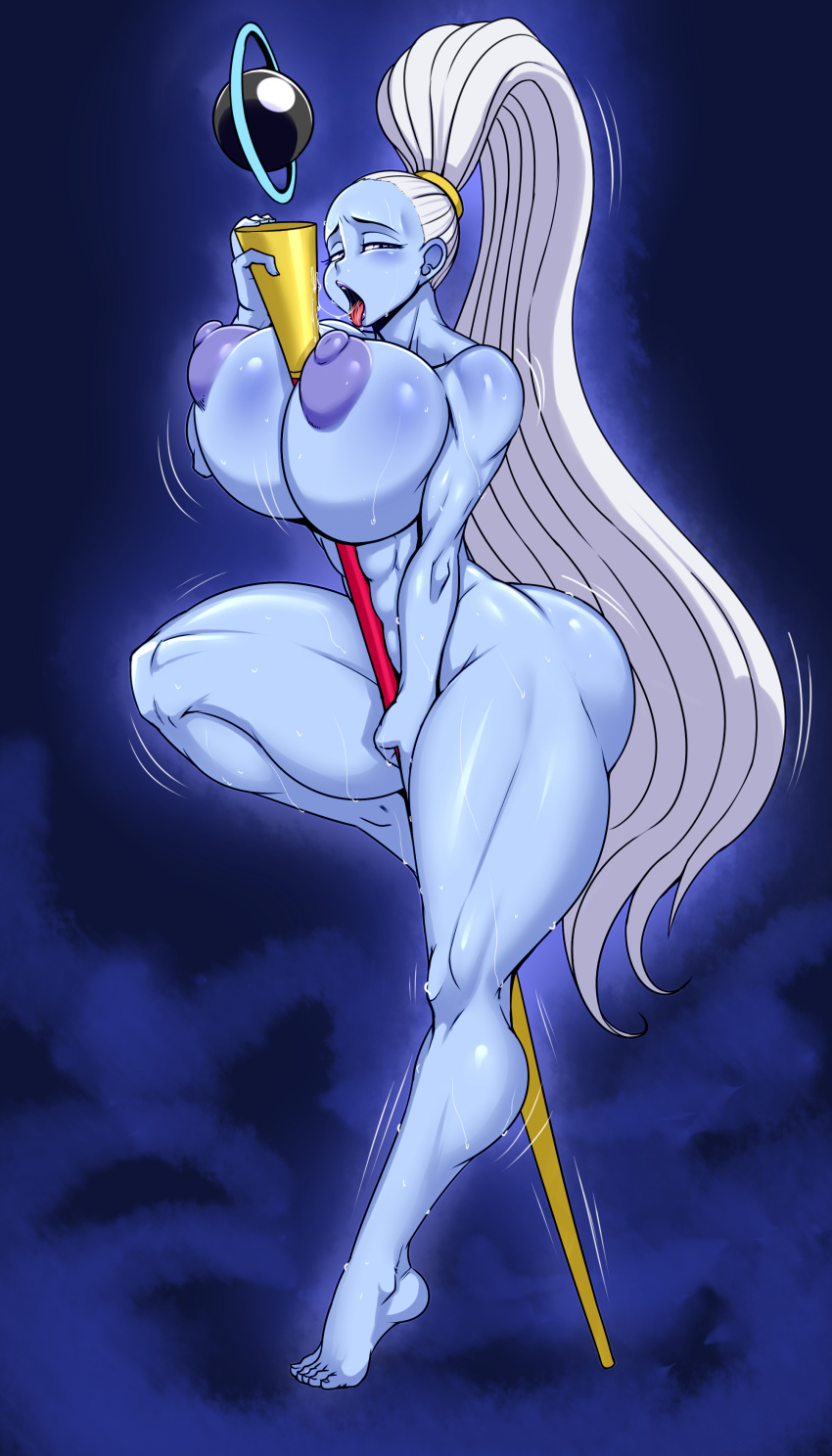 1girls abs absurd_res angel angel_(dragon_ball) areolae barefoot ber00 big_breasts blue_skin breasts busty completely_nude completely_nude_female dragon_ball dragon_ball_super feet female female_only full_body hair highres huge_ass huge_breasts large_breasts moaning muscular_female naked naked_female naughty_face nipples nude nude_female ponytail seductive solo sweat thick_thighs thighs vados voluptuous white_hair wide_hips