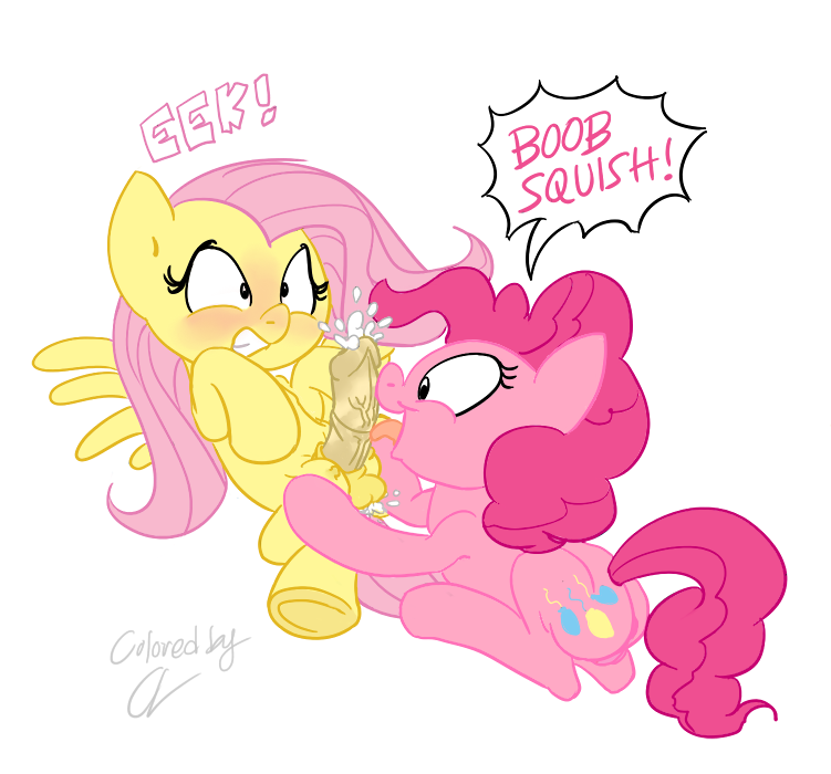 carnifex crotchboob crotchboobs cum fluttershy_(mlp) friendship_is_magic futanari intersex my_little_pony pinkie_pie_(mlp)