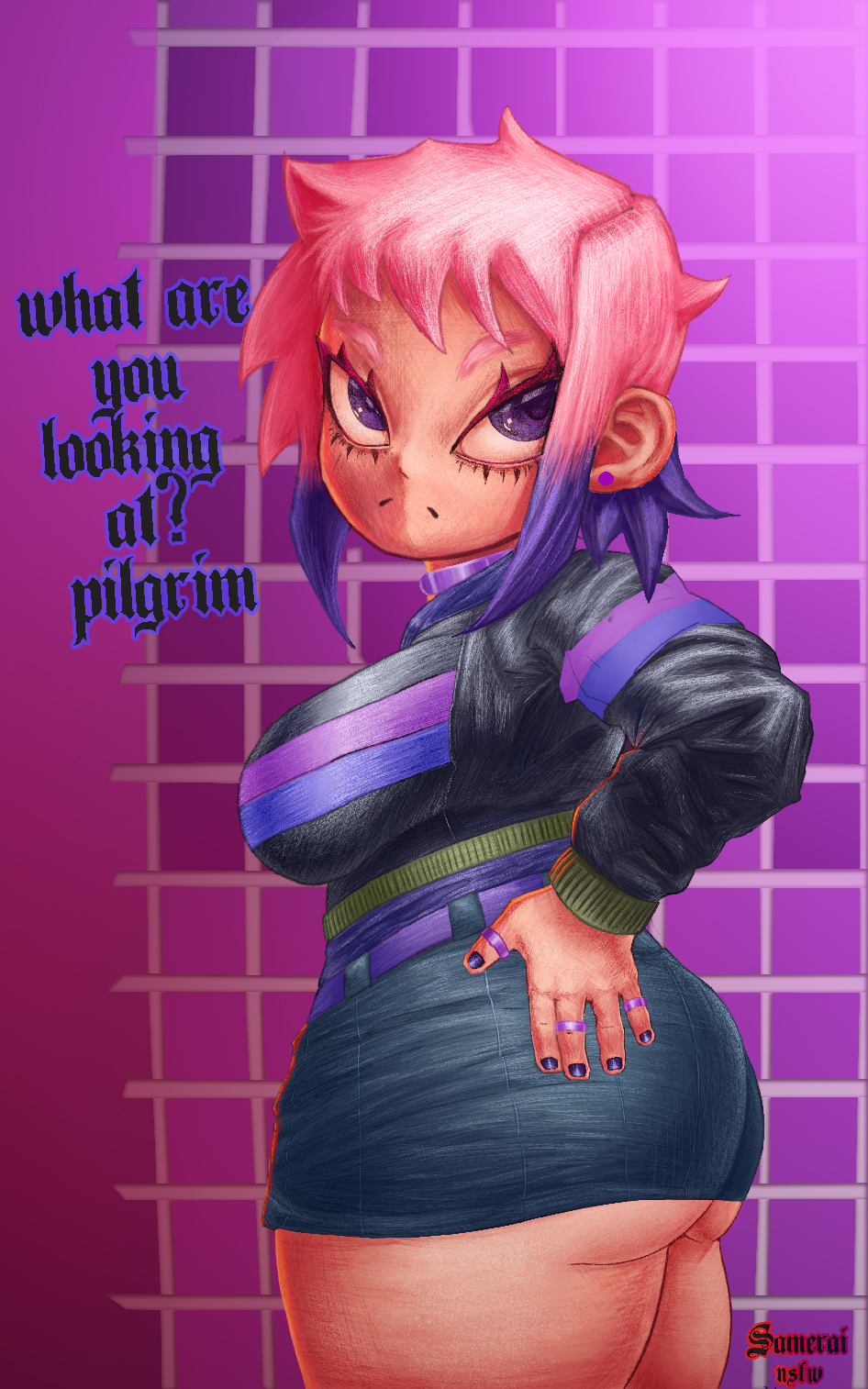 belly big_ass big_belly big_breasts big_butt chubby chubby_female fatty female nails_painted ramona_flowers samerainsfw scott_pilgrim shortstack solo thick thick_ass thick_hips thick_legs thick_thighs wide_ass wide_hips wide_thighs