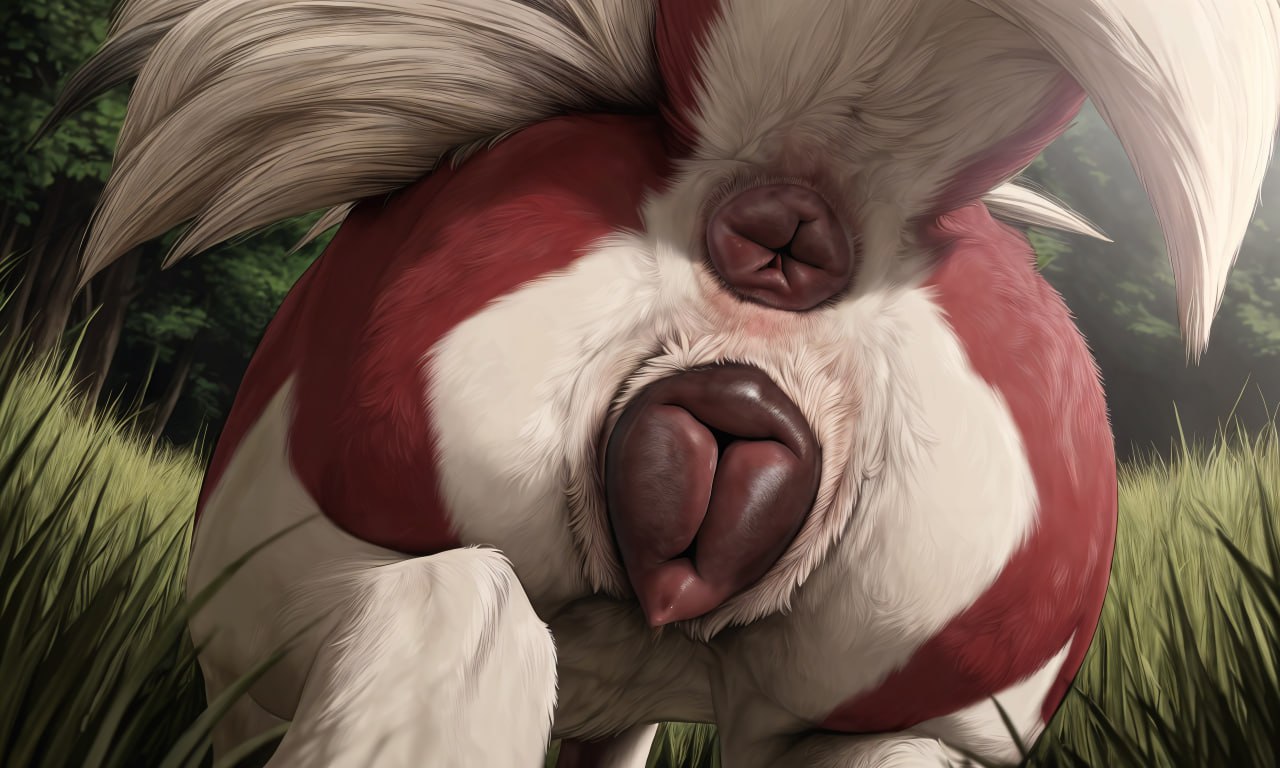 1girls, ai generated, animal genitalia, animal pussy, anthro, anus, ass, canid, canine, canine genitalia, canine pussy, female, female only, fur, furry, furry only, grass, lycanroc, mammal, midnight lycanroc, nintendo, outside, pokemon, pokemon (species), pussy, red body, red fur, tail, white body, white fur, zoophilia