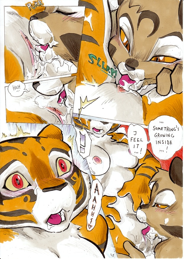 anthro better_late_than_never breasts closed_eyes comic cunnilingus daigaijin dialogue english_text feline female fur furry kung_fu_panda master_tigress mei_ling nipples oral oral_sex orgasm page_48 pussy pussy_juice red_eyes sex stripes tailwag text tiger vaginal_penetration yellow_eyes yuri