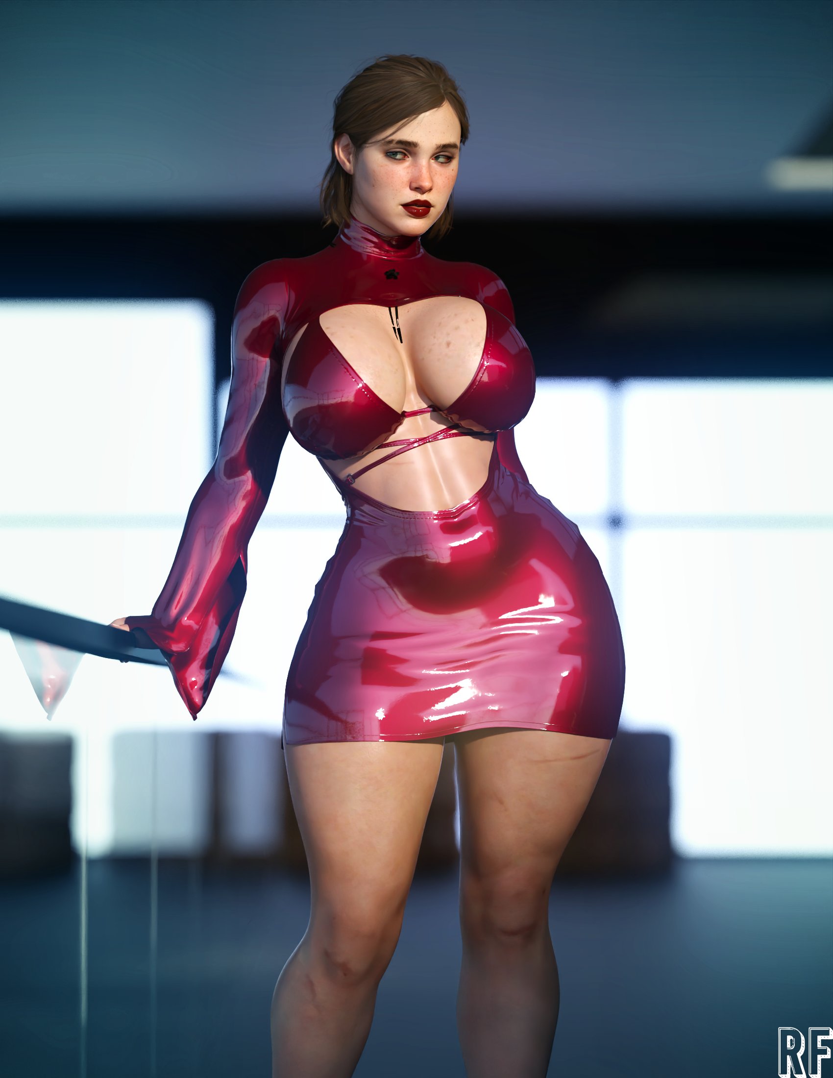 1girls, 3d, curvaceous, curvy, ellie (the last of us), ellie williams, female, female only, human, latex, rude frog, solo, solo female, tagme, the last of us, the last of us 2