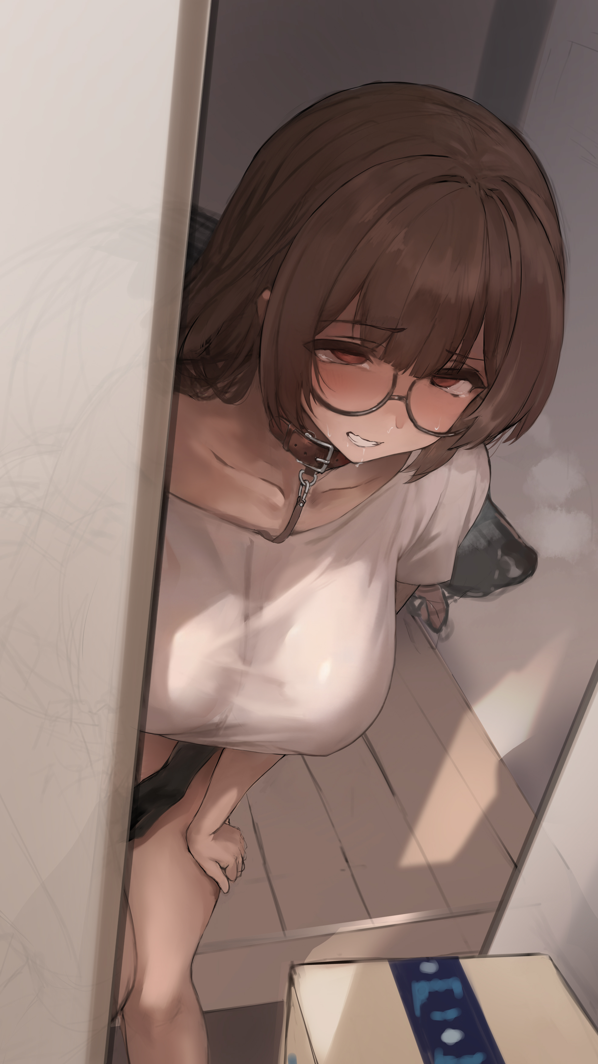 1animal, 1boy, 1girls, big breasts, blush, breasts, brown hair, canine, doggy, eyewear, female, feral, feral on female, feral on human, feral penetrating, feral penetrating human, from behind, glasses, horny, horny female, horny male, interspecies, large breasts, light skin, light-skinned female, long hair, male, nipples, nipples visible through clothing, original, original character, penetration, penetration from behind, polki, pov, red eyes, sex from behind, taken from behind, thick, thick legs, thick thighs, thighs, tongue, tongue out, trying to resist, wearing glasses, zoophilia