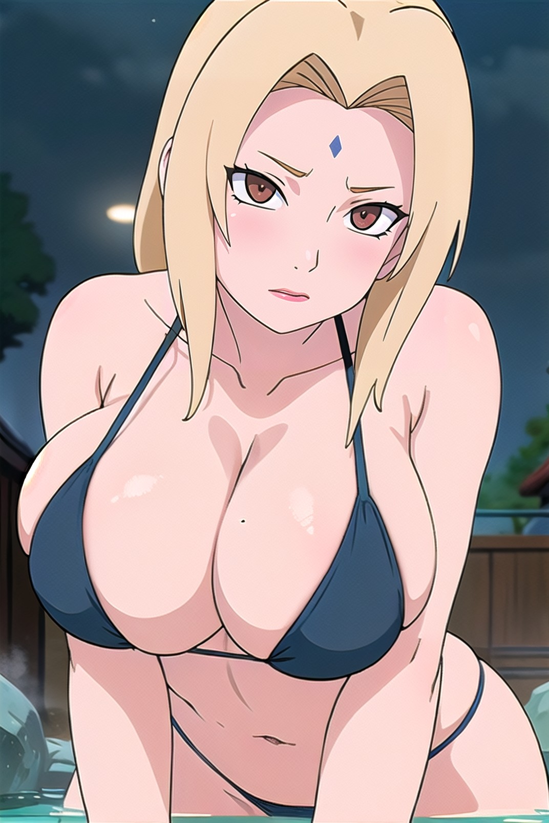 1girls ai_generated ailucius777 big_breasts bikini female female_only hot_spring light-skinned_female naruto solo tsunade