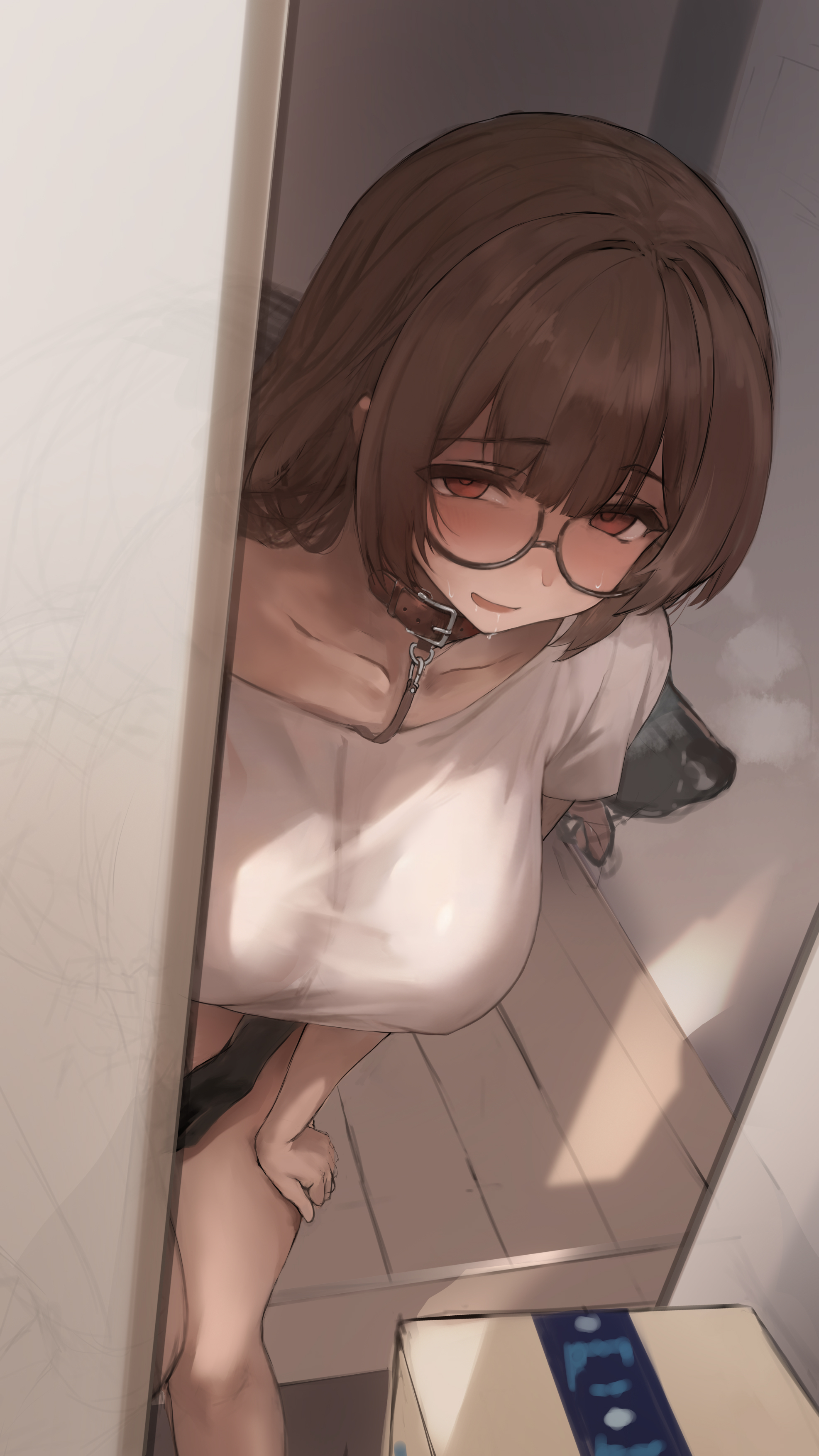 1animal, 1boy, 1girls, big breasts, blush, breasts, brown hair, canine, doggy, eyewear, female, feral, feral on female, feral on human, feral penetrating, feral penetrating human, from behind, glasses, horny, horny female, horny male, interspecies, large breasts, light skin, light-skinned female, long hair, male, nipples, nipples visible through clothing, original, original character, penetration, penetration from behind, polki, pov, red eyes, sex from behind, taken from behind, thick, thick legs, thick thighs, thighs, tongue, tongue out, trying to resist, wearing glasses, zoophilia