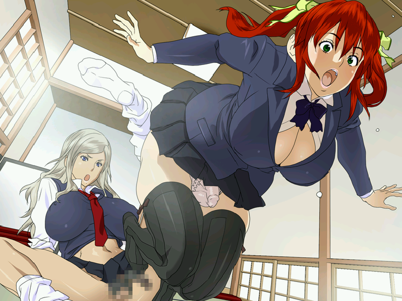 2futas balls balls_in_panties bimbo black_socks blonde_hair blue_eyes breasts censored cleavage curvy falling flaccid futa_with_futa futadom futanari futasub green_eyes huge_breasts intersex kneehighs konbuni kouin_n large_breasts lipstick long_hair loose_socks makeup multiple_futa necktie necktie_between_breasts no_panties open_mouth panties panty_bulge penis penis_in_panties penis_under_clothes penis_under_skirt platinum_blonde_hair red_hair school_uniform short_twintails skirt small_penis socks tetteiteki_sou_sei_sengen_3 thighhighs tied_hair twintails underwear white_socks