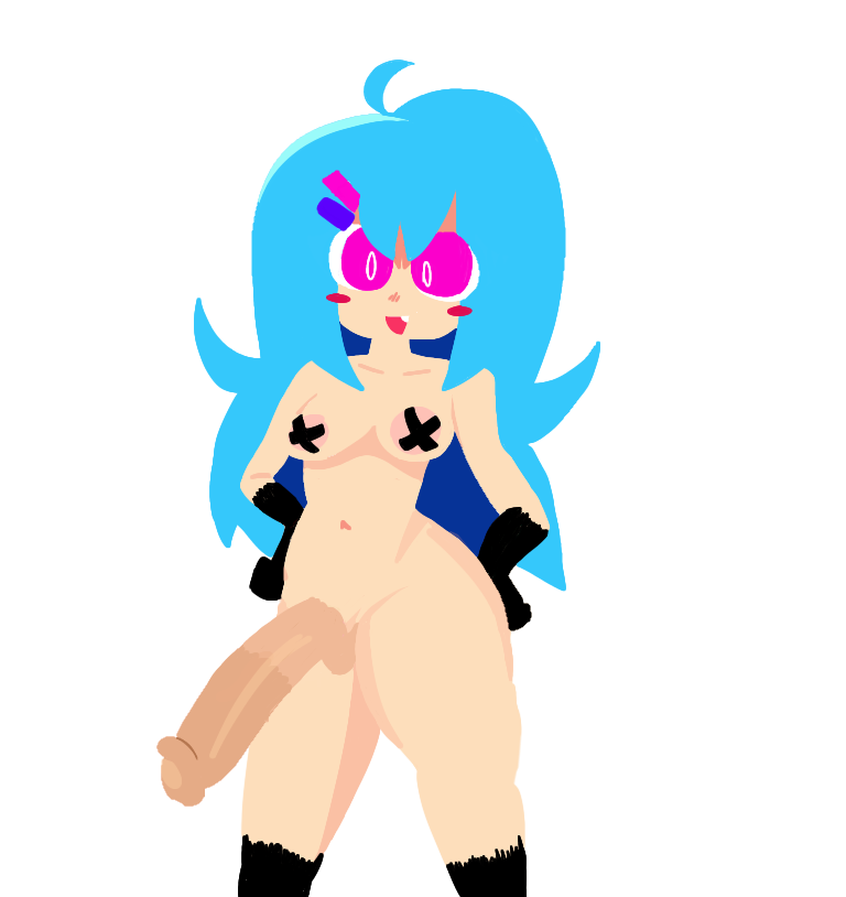 alternate_version_available black_arms black_legs black_pasties black_thong blue_hair faker_sky friday_night_funkin futanari hair_clips huge_cock light-skinned_futanari lineless multicolored_body pink_eyes skyverse small_breasts thick_thighs thong x_pasties