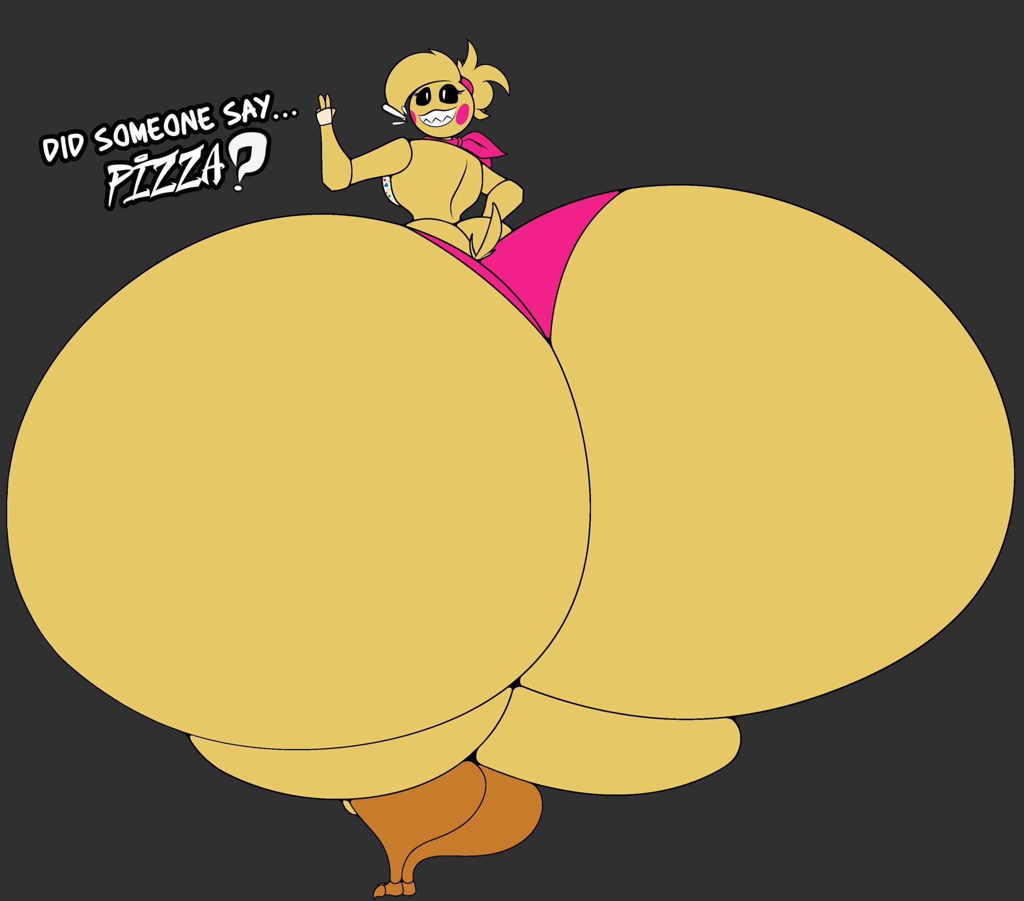 animatronic, ass, ass bigger than head, ass focus, big ass, bottomwear, breasts, bubble ass, bubble butt, casual, casual nudity, colossal ass, enormous ass, female, female only, five nights at freddy's, gigantic ass, huge ass, hyper ass, large ass, looking back, massive ass, meat wall (body type), muffyhecc, robot, robot girl, sharp teeth, sideass, smile, solo, teasing, thick thighs, topless, toy chica (fnaf), wide hips