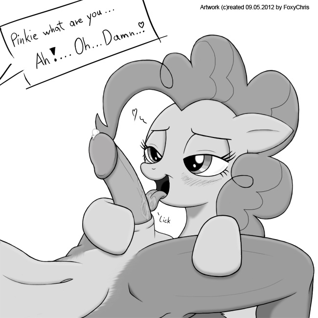 2012 anthro black_and_white blush canine english_text equine erection fellatio female fox foxychris friendship_is_magic hair heart horse licking long_hair male monochrome my_little_pony oral oral_sex penis pinkie_pie_(mlp) pony precum sex straight straight_hair text tongue tongue_out unseen_male_face