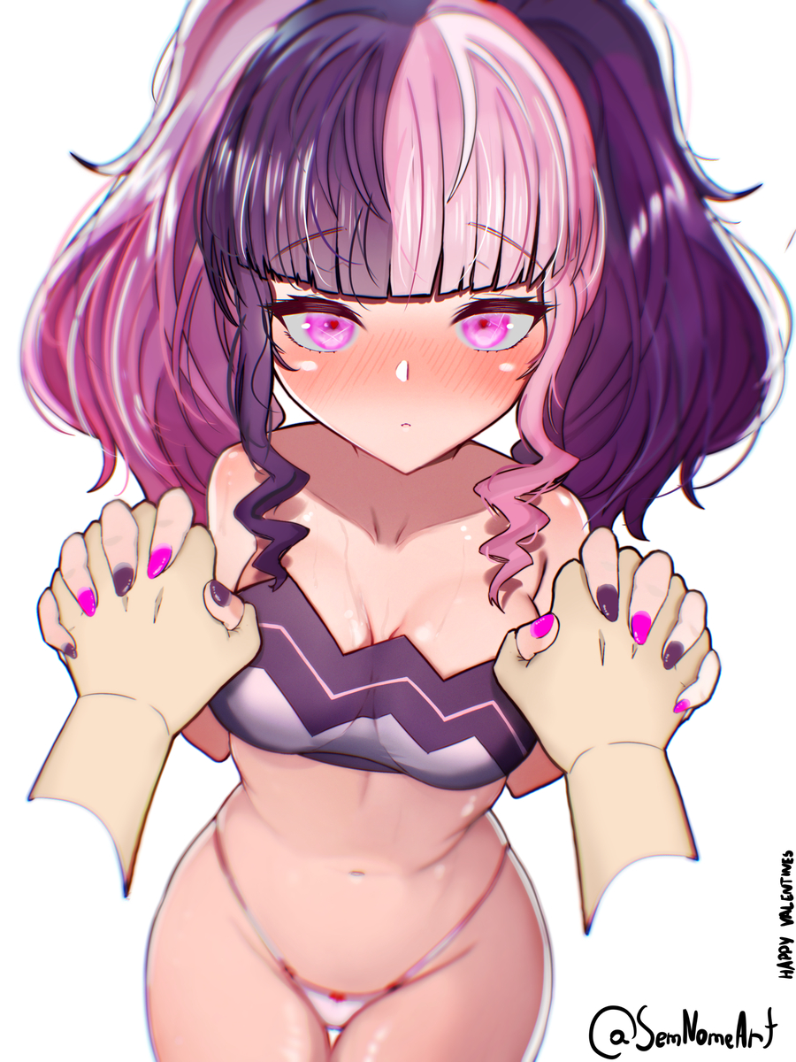 artist_request ass big_ass big_thighs black_hair blush bra breasts cute female holding_hands human imminent_sex long_hair looking_at_partner male medium_breasts multicolored_hair pal_(species) palworld panties pink_eyes pink_hair tagme thick_hips thick_thighs thighs wholesome zoe_rayne