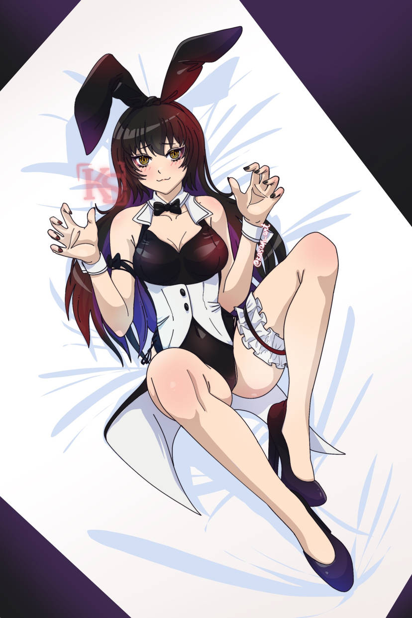 black_hair blake_belladonna bunny_ears bunny_girl gold_eyes kasanart rwby