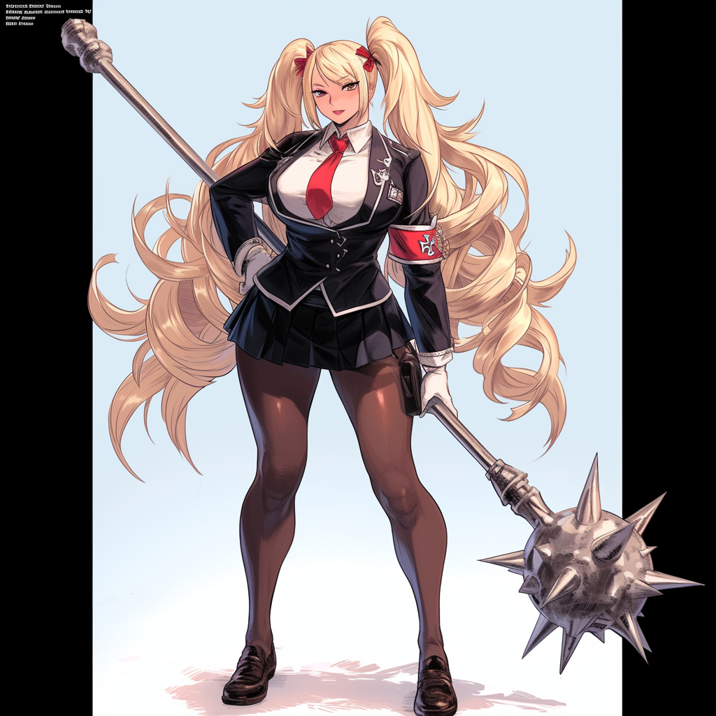 ai_generated blonde_hair mace pantyhose white_gloves