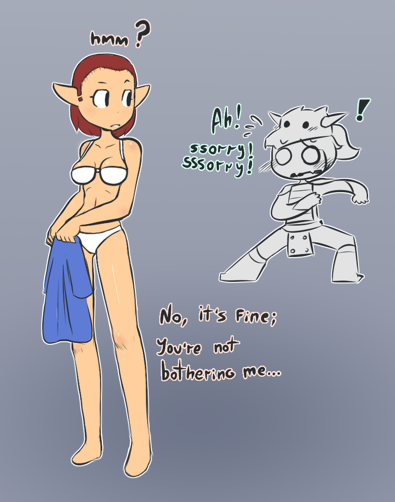 blush changing changing_clothes female floran male nekuzx starbound tagme text underwear underwear_only