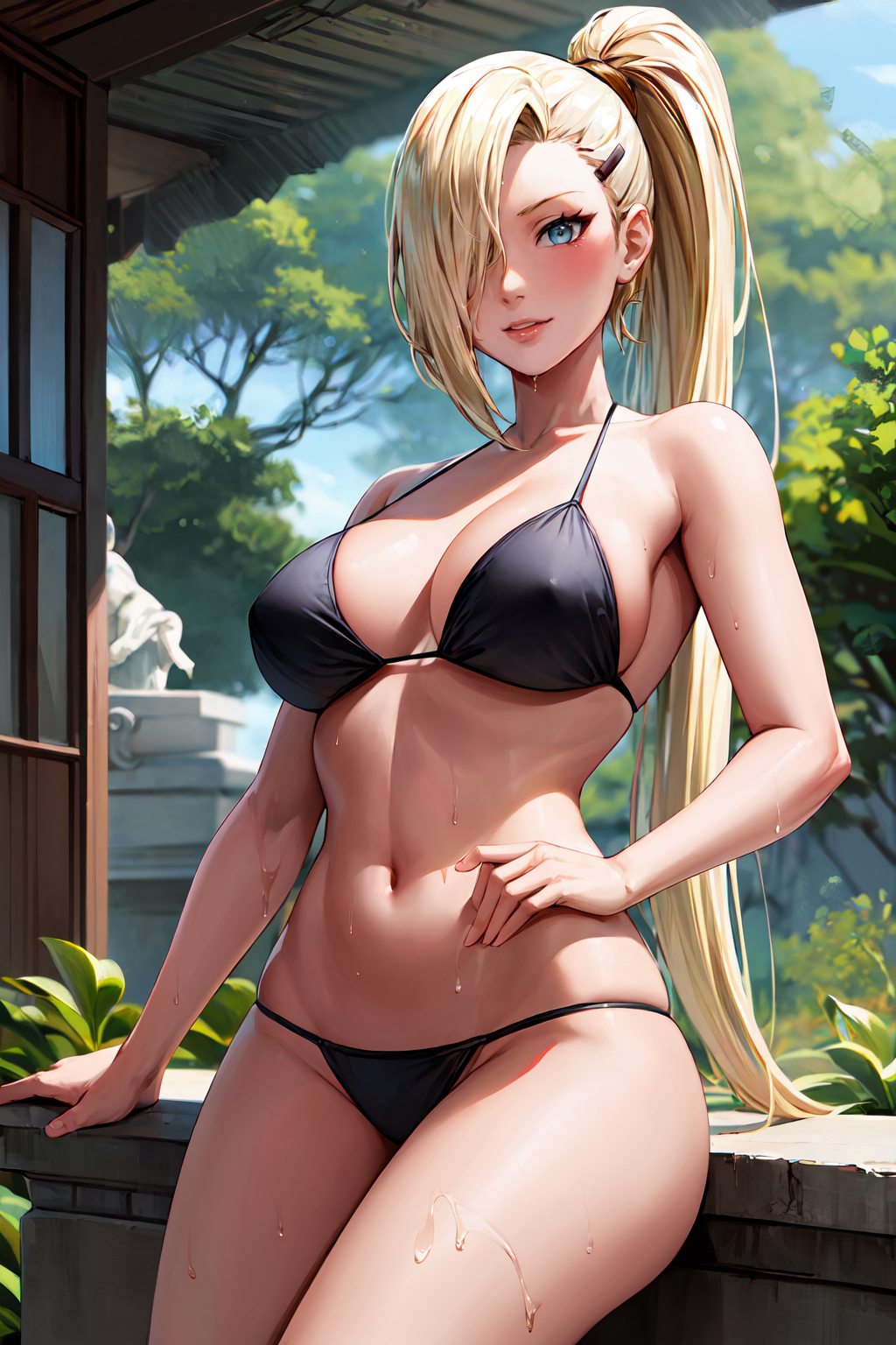 1girls adapted_costume ai_generated aqua_eyes big_breasts bijin_hahaoya blonde_hair blue_eyes bra breasts cleavage curvaceous curvy curvy_body curvy_female curvy_figure detached_collar female female_only highleg highleg_panties huge_breasts ino_yamanaka large_breasts light-skinned_female light_blue_eyes light_skin lingerie lingerie_bra lingerie_only lingerie_panties lipstick long_hair looking_at_viewer makeup midriff nai_diffusion naruto naruto:_the_last naruto_(series) naruto_shippuden outdoors pale-skinned_female pale_skin panties ponytail sagging_breasts solo solo_focus stable_diffusion thick_thighs thighs tied_hair underwear underwear_only very_long_hair wide_hips