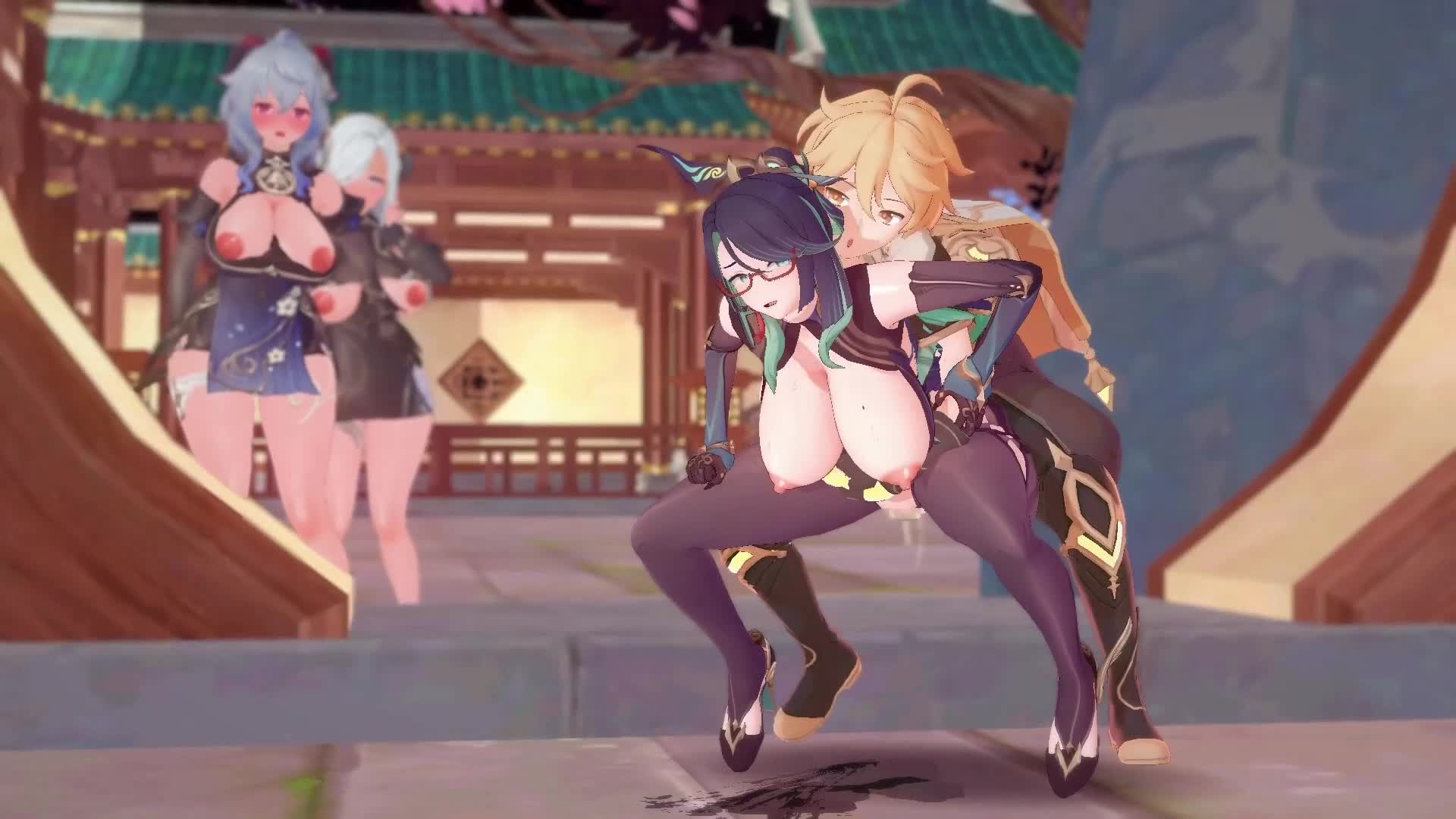 Rule 34 Dev - 1boy 3d 3girls aether(genshin_impact)