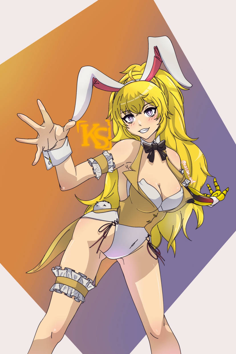 blonde_hair bunny_ears bunny_tail kasanart lavender_eyes rwby yang_xiao_long