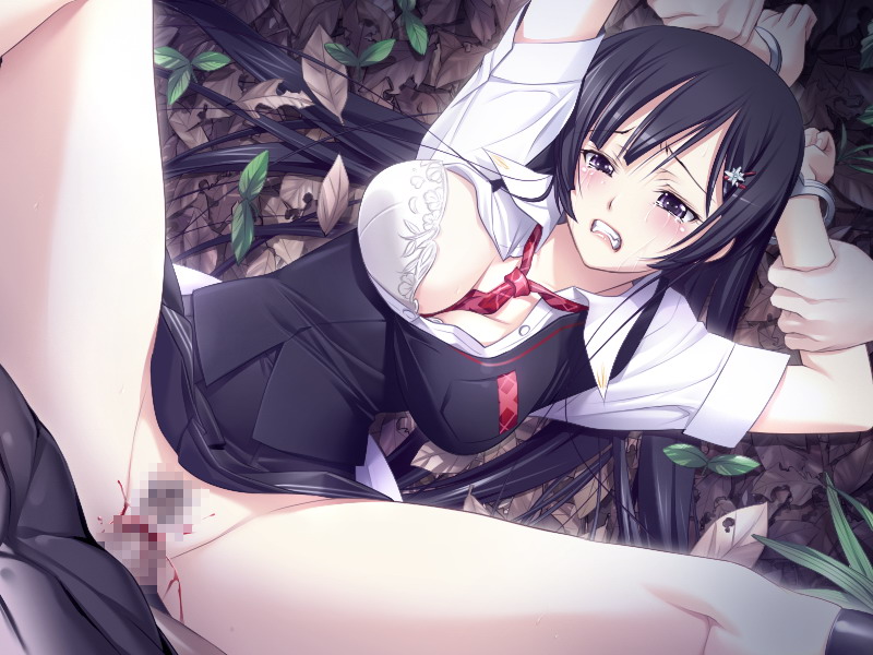 ail_soft black_eyes black_hair blood blush bra censored character_request clenched_teeth endured_face gangbang group_sex handcuffs lingerie long_hair necktie penis pubic_hair pussy rape ribahara_aki school_uniform sex skirt source_request tears touka_chiru underwear vaginal_blood virgin virginal_blood