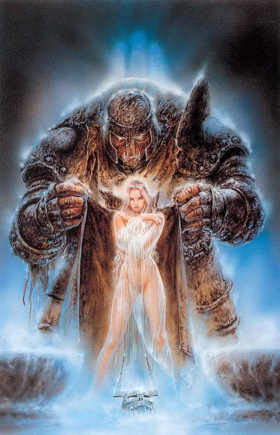 blonde_hair landing_strip luis_royo monster nymph see-through sheer strip tagme undressing