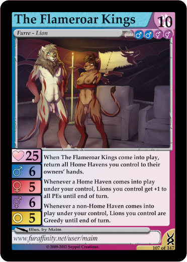 anthro bodypaint breasts candle card cave_painting crossed_arms dickgirl digitigrade feline furoticon intersex lion looking_at_viewer maim main male mane nipples nude penis pose tcg tribes_of_tanglebrook