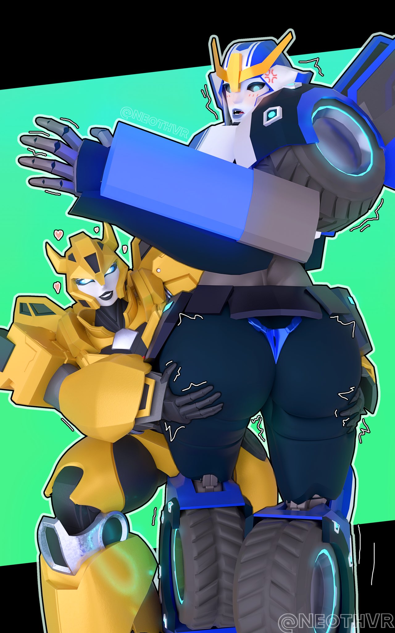 3d, ass, ass focus, bumblebee, female, female only, genderswap (mtf), grabbing ass, mengsk, rule 63, strongarm (transformers), thick thighs, transformers