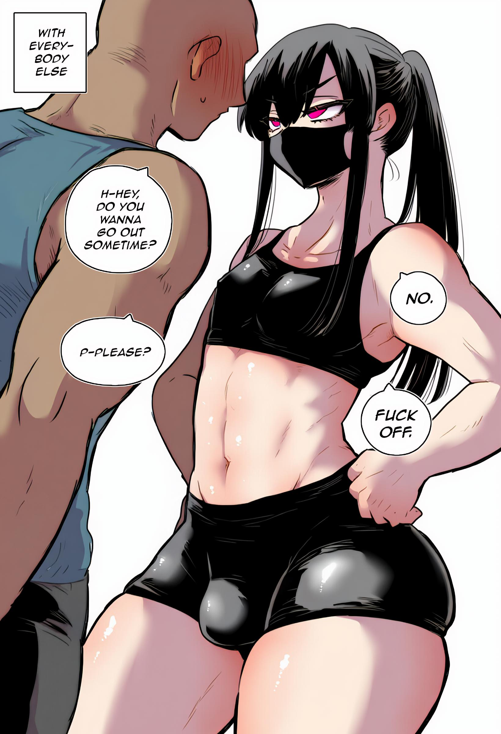 2boys, ai generated, asking for date, asking out, athletic male, black hair, blush, bulge, crossdressing, denial, dominant, dominant femboy, dominant male, femboy, gay, gym clothes, long hair, male, male only, muscular, muscular male, otoko no ko, ponytail, rejection, scara2b, scarabb, short shorts, shorts, sports bra, thick hips, thick thighs, tight pants, toned, trap, wide hips, yaoi