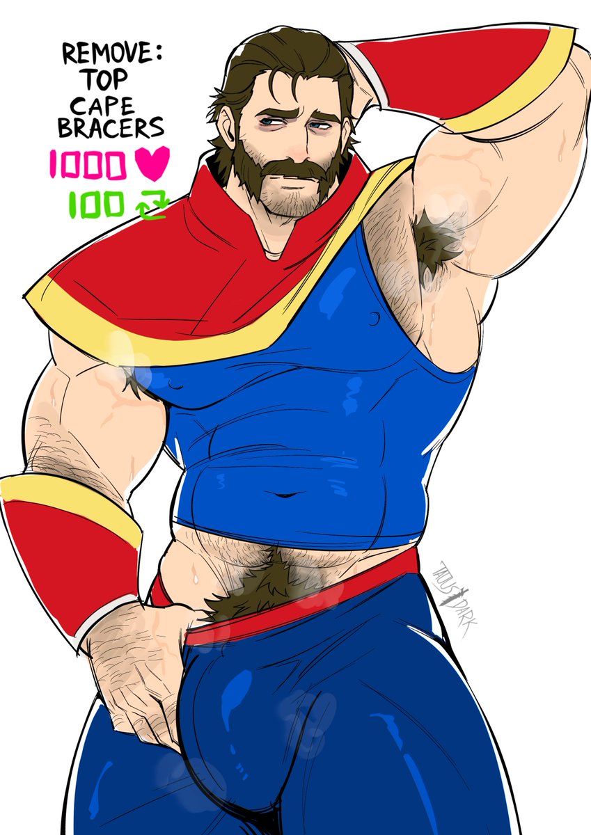 armpit hair, bara, beard, bulge, chest hair, daddy, dilf, dispatch (game), hairy, hairy armpits, hairy chest, hairy male, hand behind head, male, male only, moustache, muscles, nipple bulge, nipples, phenomaman, pubes, pubic hair, pubic hair peek, solo, taous dark, yaoi