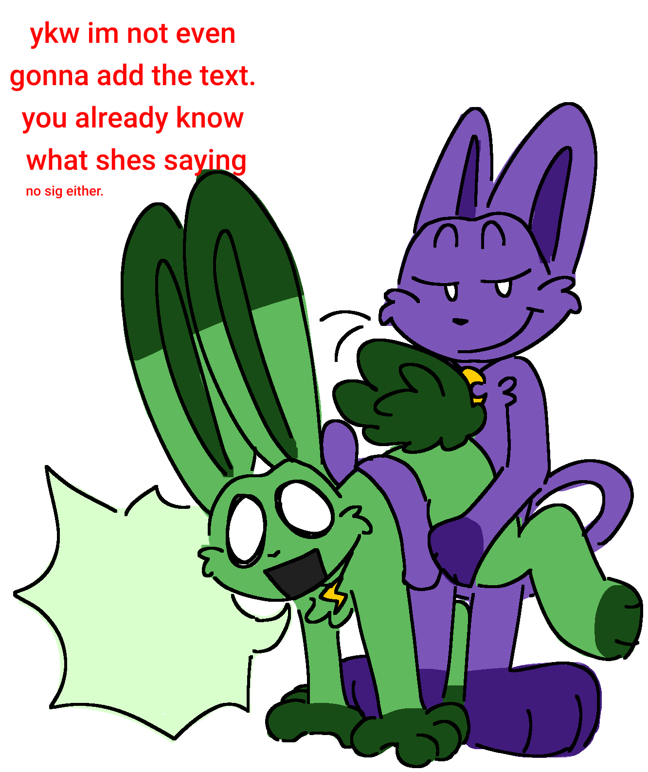 anthro anthro_on_anthro anthro_only brazilian_meme bunny cat catnap catnap_(poppy_playtime) critters_(poppy_playtime) domestic_cat domestic_rabbit doodle feline furry_only green_body green_fur green_skin hoppy_hopscotch hoppy_hopscotch_(poppy_playtime) no_humans para_catnap poppy_playtime poppy_playtime_(chapter_3) purinpuppy purple_fur purple_skin rabbit satire sex shitpost smiling_critters tagme