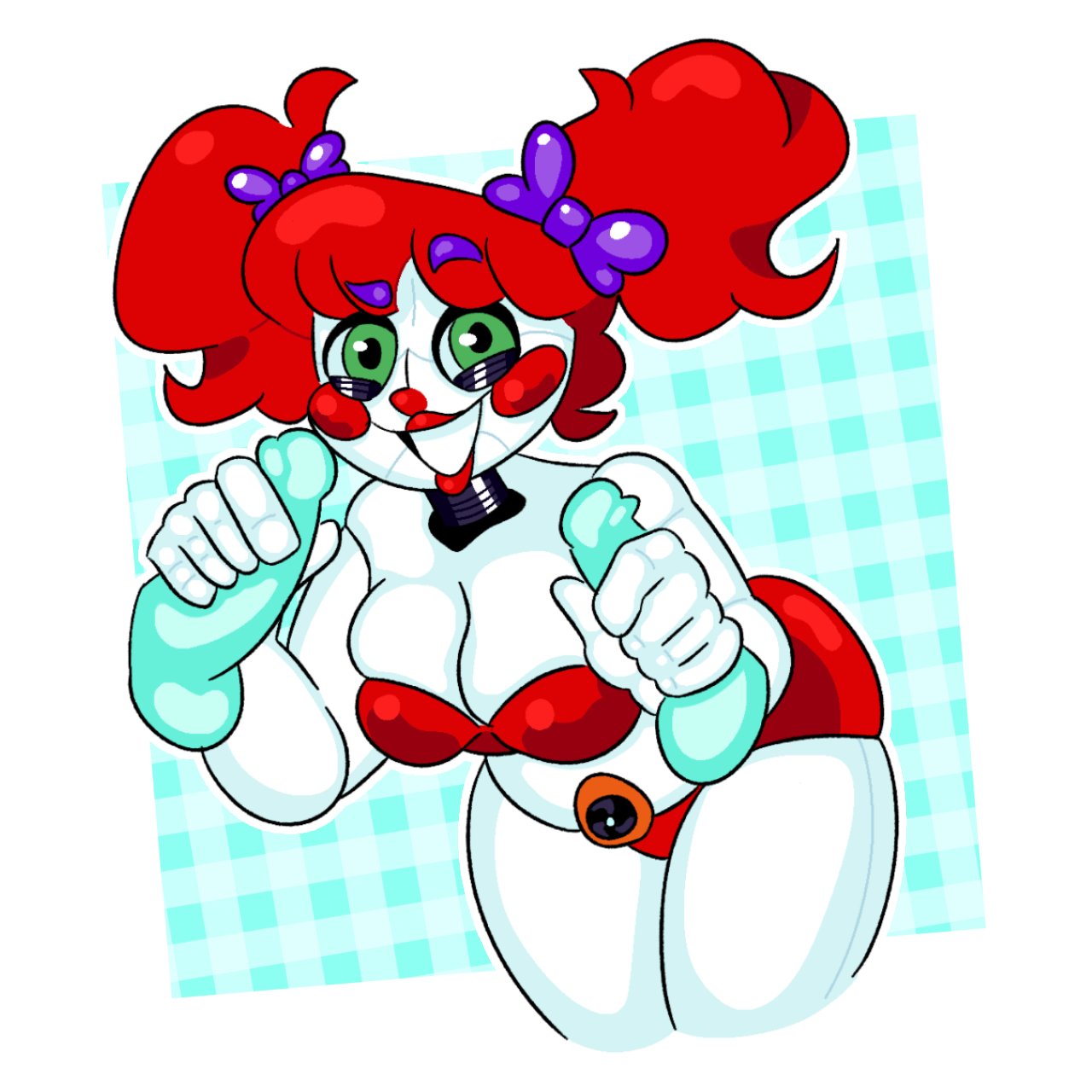 baby_(fnafsl) big_breasts chubby_female circus_baby circus_baby_(fnaf) five_nights_at_freddy five_nights_at_freddy's five_nights_at_freddy's:_sister_location hellizzie1 red_body thick_thighs white_body